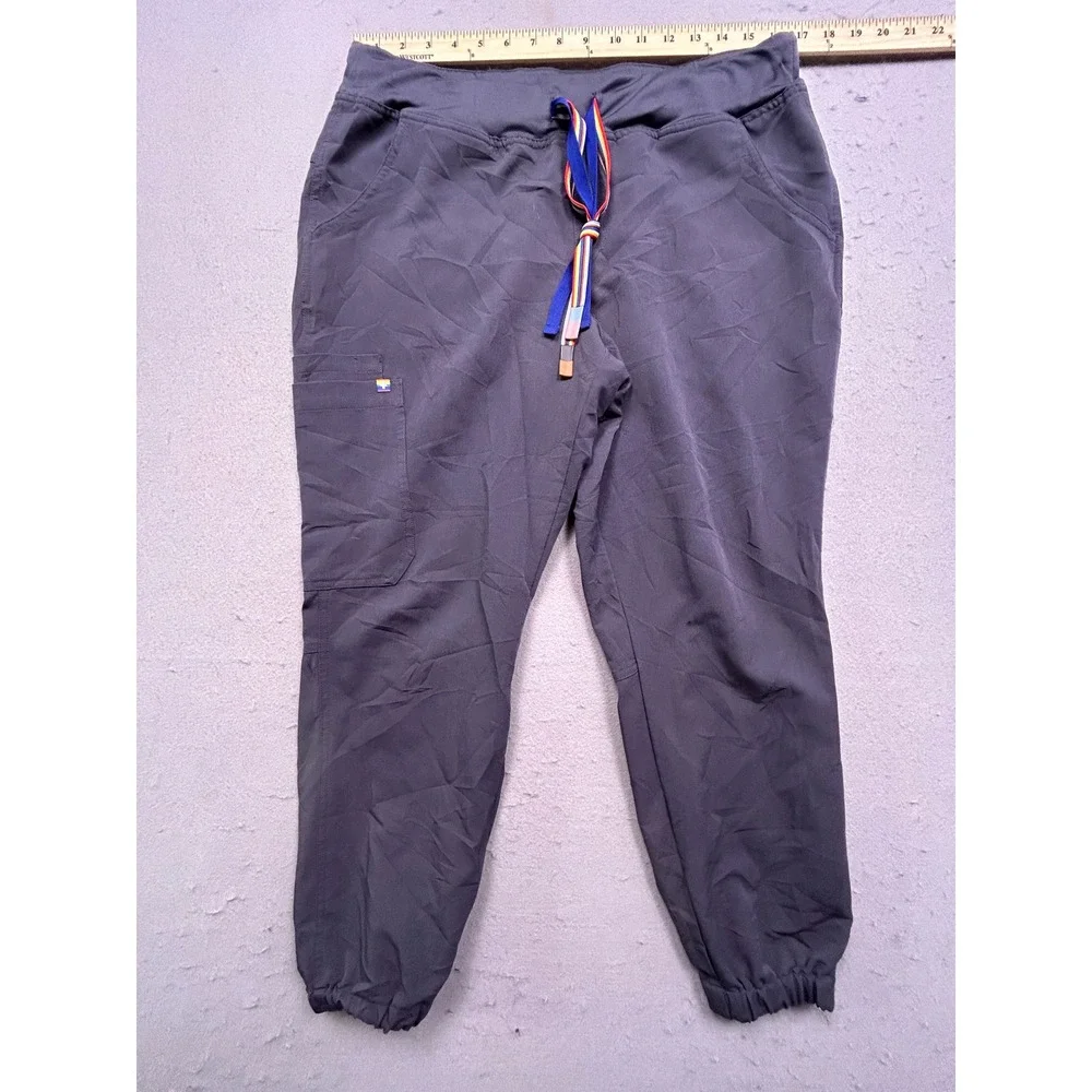 FIGS Jogger Scrub Pants Polyester Rayon Spandex Graphite Gray L/P Womens